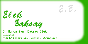 elek baksay business card